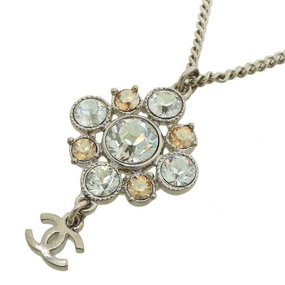 CHANEL Silver Logo Necklace